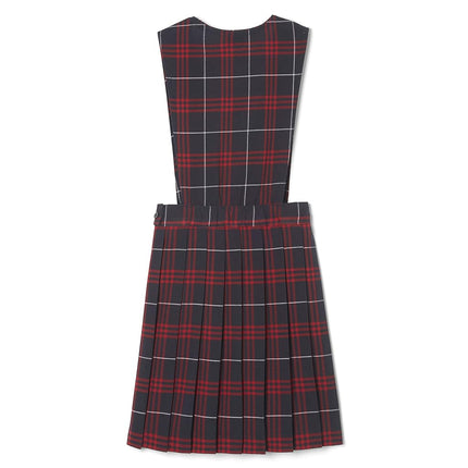 French Toast Girls' Plaid V-Neck Jumper Dress, Navy, 5