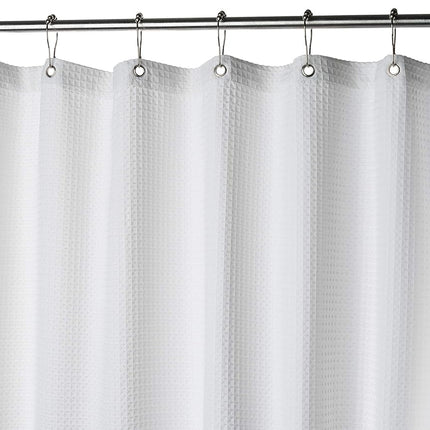 Creative Scents Fabric White Shower Curtain for Bathroom - Spa, Hotel Luxury Matt Waffle Weave Square Design, Water Repellent, 230 GSM Weighty Cloth, 72" x 72" for Decorative Bathroom Curtains