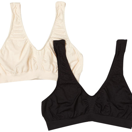Bali Women's 2-Pack Microfiber Crop Top Bra,N5W,X-