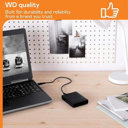 Disco duro externo portátil WD Elements de 1 TB, interfaz USB 3.0, almacenamiento externo portátil, Plug-and-Play, USB 3.2 Gen 1 de supervelocidad, formateado para PC y Mac, negro