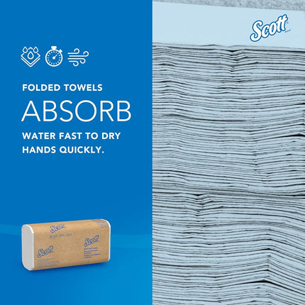 Scott Essential Multifold Paper Towels (01840) with Fast-Drying Absorbency Pockets, White, 250 Count (Pack of 16)