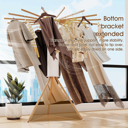 BOQORAD Wall Mounted Clothes Hanger Space-Saver，Retractable Garment Laundry Drying Rack，Collapsible Clothes Dry Racks for Balcony, Mudroom, Bedroom (Tripod, White)