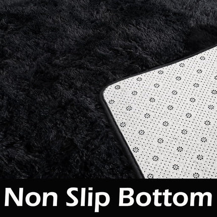 HOMORE - Black Area Rug for Bedroom 4x6 Furry Rug for Boys Girls Furry Rug for Living Room Large Rug Non Slip Home Decor Rug