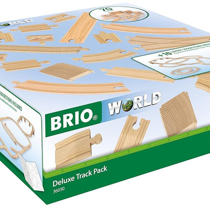 BRIO World Deluxe Track Pack for Kids, 70 Piece Wooden Railway Track Expansion Set, Ages 3 Years and Up