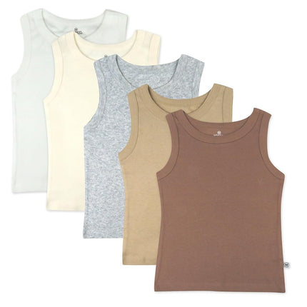 HonestBaby - 100% Organic Cotton Muscle Tank Tops for Babies and Toddlers, Girls, Unisex, Natural Ombre, 3T
