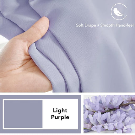 Deconovo Rod Pocket and Back Tab Blackout Curtains for Living Room Thermal Insulated Room Darkening Curtains 42Wx95L Inch Light Purple 2 Panels
