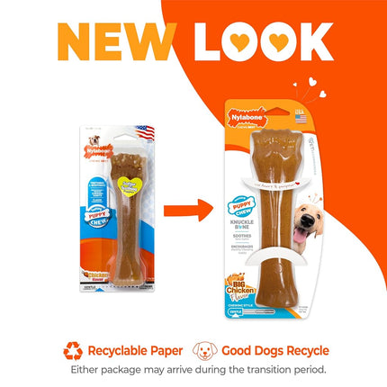Nylabone Gentle Puppy Dog Teething Chew Toy Bone, Chicken Flavour, Extra Large, for Puppies 23 kg+ (Packing May Vary).