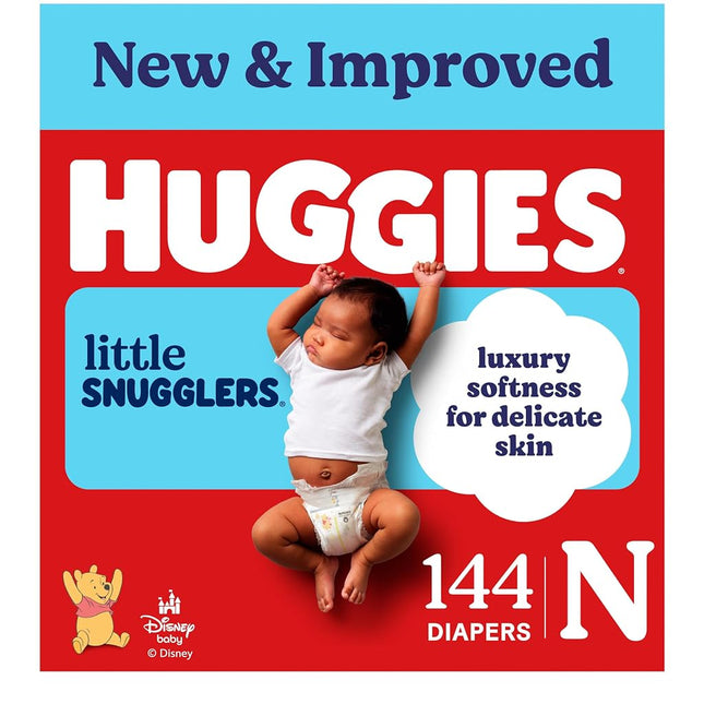 Huggies Size Newborn Diapers, Little Snugglers Baby Diapers, Size Newborn (up to 10 lbs), 144 Count, Packaging May Vary