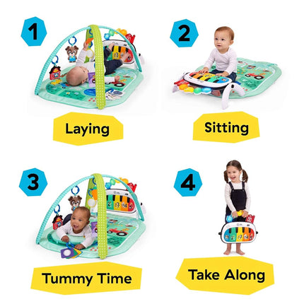 Baby Einstein Farm Explorers 4-in-1 Kickin’ Tunes Musical Meadow Music & Language Discovery Gym, Play Mat with Kick Piano, Ages 0 Months and Up