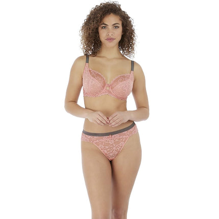 Freya Women's Offbeat Underwire Plunge Bra, Sheer, Rosehip, 36DD