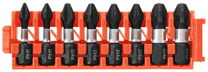 BOSCH CCSPHV108 8-Piece Assorted Set 1 in. Impact Tough Phillips Insert Bits with Clip for Custom Case System