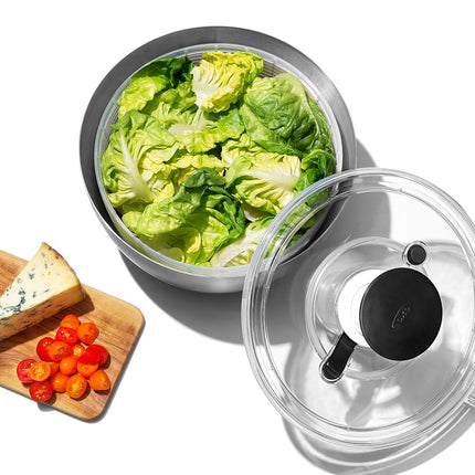 OXO Steel Salad Spinner, Stainless Steel, L