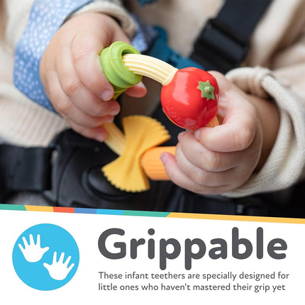 Nuby Pasta Ring Teether - Soft Silicone, Multi Textured Surface, Easy to Grip, Makes Teething Easier for Babies from 3 Months