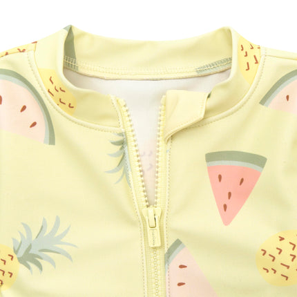 Gerber Girls' Toddler Long Sleeve One Piece Rashguard Swimsuit, Yellow Fruit, 6-9 Months