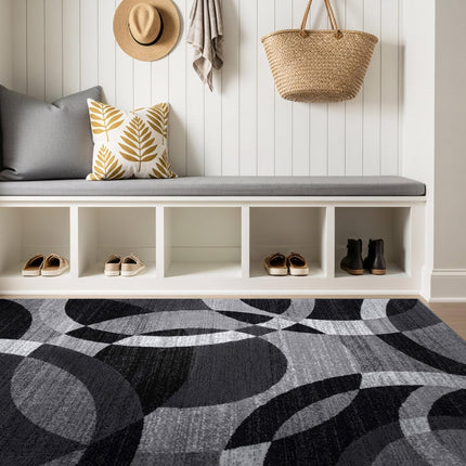 Rugshop Gray Medium Indoor Area Rug, Abstract Circ
