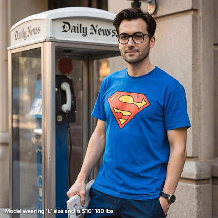 DC Comics Men's Superman Classic Logo T-Shirt, Royal, Large