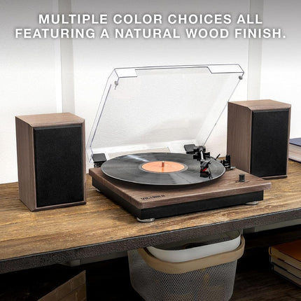 Victrola Montauk - Bluetooth Record Player with Stereo Speakers - Farmhouse Walnut