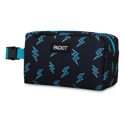 PackIt Freezable Snack Box, Striped Bolts, Built with ECOFREEZE Technology, Collapsible, Reusable, Zip Closure with Buckle Handle, Great for All Ages and Fresh Snacks on The go
