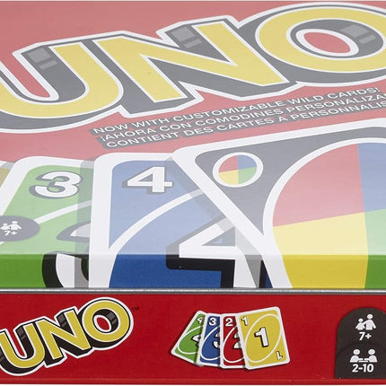 UNO Family Card Game in a Sturdy Storage Tin with 112 Cards, Travel-Friendly, Makes a Great Gift for 7 Year Olds and Up, GDJ85