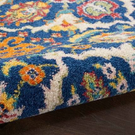 Nourison Allur Contemporary Navy Multicolor 5'3" x 7'3" Area Rug, Easy Clean, Non Shedding, Bed Room, Living Room, Dining Room, Kitchen (5x7)