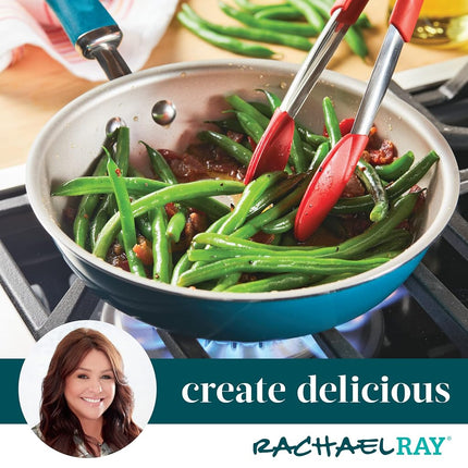 Rachael Ray Create Delicious Nonstick Cookware Induction Pots and Pans Set, 13 Piece - Teal Shimmer
