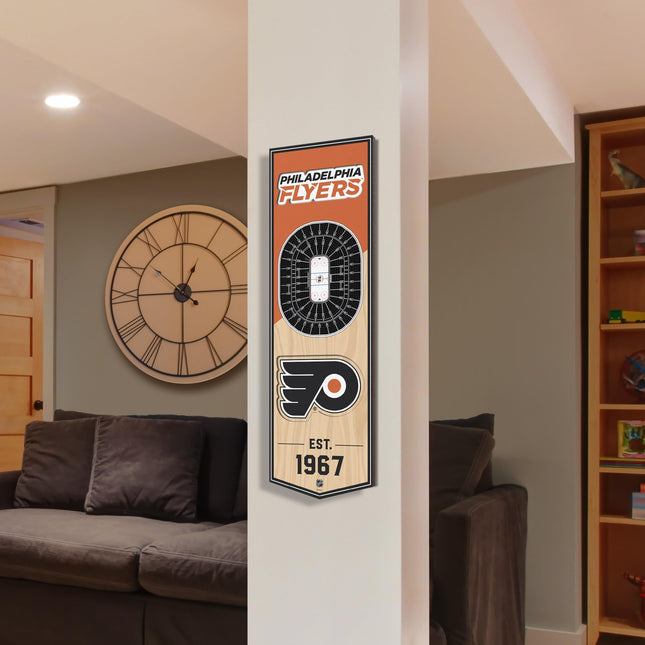 YouTheFan NHL Philadelphia Flyers - Wells Fargo Center 3D Banner, Team Colors, 6" x 19"