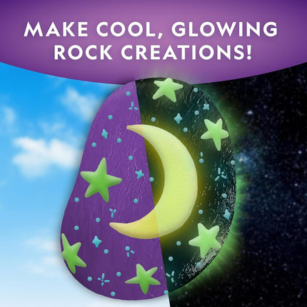 Blue Marble National Geographic Glow in the Dark Rock Painting Kit - Arts & Crafts Kit for Kids, Decorate 15 River Rocks with 15 Paints & Art Supplies, Kids Craft