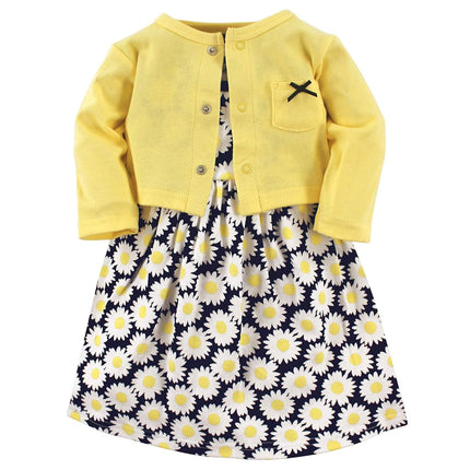 Hudson Baby Vestido y Cárdigan para Bebés Niñas, 2 Piezas Margaritas, 18-24 Meses (24M)