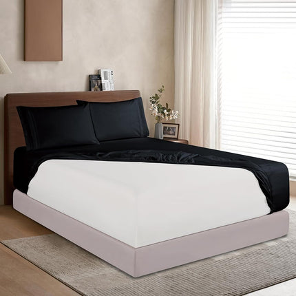 Elegant Comfort 1500 Premium Hotel Quality 18-24 Inches Deep - Extra Deep Pocket Single Fitted Sheet for High Mattress, Luxury and Softest, Smart Pocket - Wrinkle Free, Full, Black