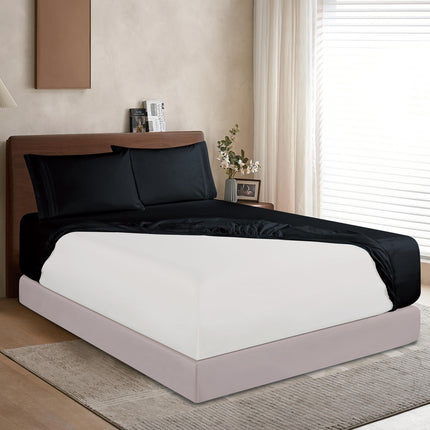 Elegant Comfort 1500 Premium Hotel Quality 18-24 Inches Deep - Extra Deep Pocket Single Fitted Sheet for High Mattress, Luxury and Softest, Smart Pocket - Wrinkle Free, Full, Black