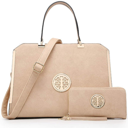 Dasein Women's Structured Designer Satchel Handbag Work Bag Shoulder Bag With Shoulder Strap