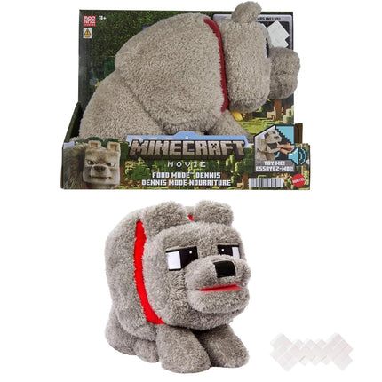 Mattel Minecraft Dennis the Wolf Plush Toy with Fe