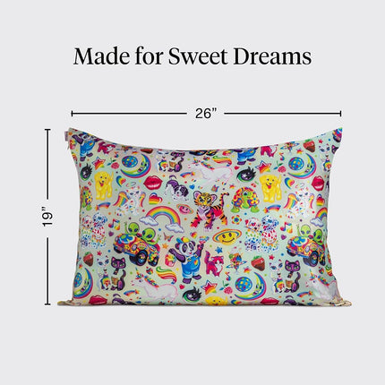 Kitsch x Lisa Frank Satin Pillowcase with Zipper for Hair & Skin, Softer Than Silk Pillow Cases, Wrinkle-Free, Smooth and Cooling Satin Pillow Covers Queen Size 19x26-The Fantastic World of Lisa Frank