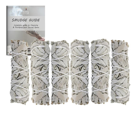 SOUL STICKS 4 Inch 6-Pack Organic California White Sage Smudge Sticks Bulk for Home Cleansing, Negative Energy Removal, Good Energy Meditation & Smudging Rituals | Pure Sage Bundles