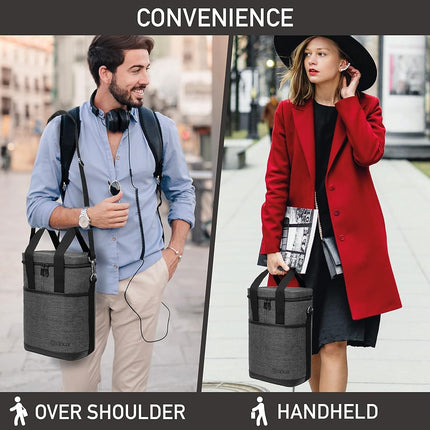 opux Wine Bag, 4 Bottle Wine Cooler Bag, Insulated Wine Tote Carrier for Travel Picnic BYOB, Leakproof Padded Portable Wine Bottle Bag for Wine Lovers Gift Women Men Christmas (Charcoal Gray)