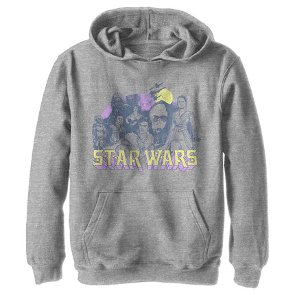 STAR WARS Boy's The Rise of Skywalker Vintage Collage Pull Over Hoodie, Athletic Heather, Medium