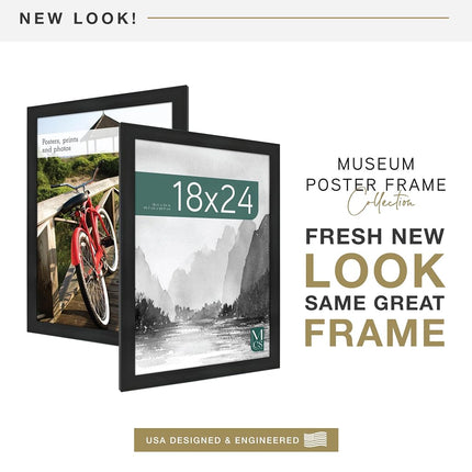 MCS Museum Poster Frame Plastic Onyx Wood Grain 18 x 24 Inches
