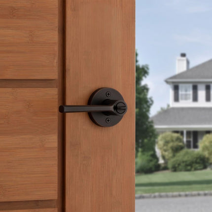 Kwikset Lisbon Round Entry Door Knob with Lock and Key, Secure Keyed Handle Exterior, Front Entrance and Bedroom, Venetian Bronze, Pick Resistant SmartKey Rekey Security and Microban