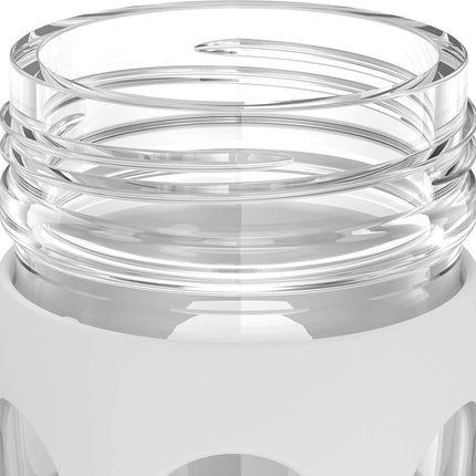 Lifefactory 16-Ounce Glass Water Bottle with Active Flip Cap and Protective Silicone Sleeve, Optic White