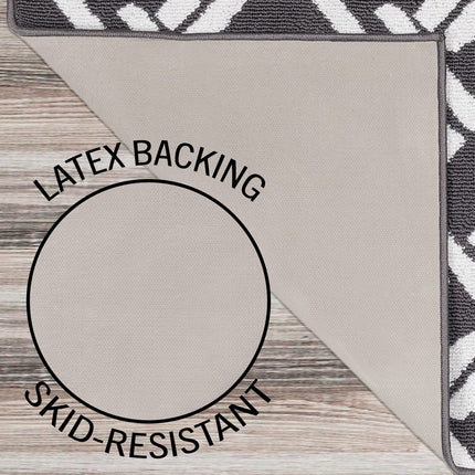 Nautica – Tufted Runner Rug | Baize Chain Design | Modern Home Décor | Non-Slip| Machine Washable | Carpet for Entryway & Hallway | Measures 26” x 96” | Dark Grey and White
