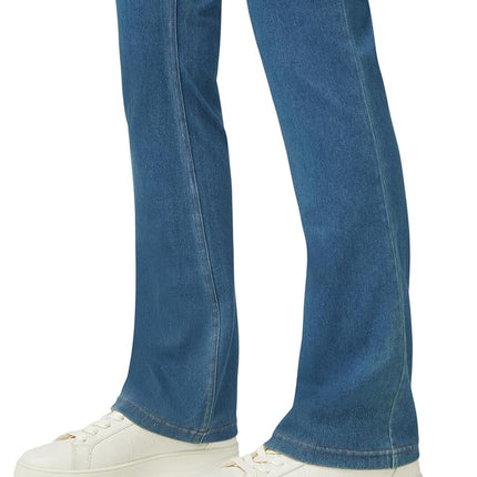 HUE Women's Ultra Soft High Waist Denim Baby Bootcut Leggings, Medium Wash, M