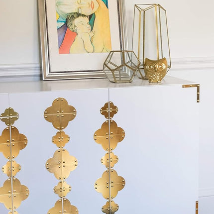 Dritz Home 44793-35 Campaign Hardware Large Smooth Quatrefoil Corner, Brass (3-Pack)
