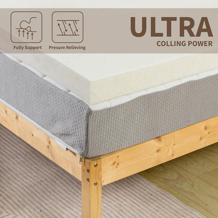 Nutan, 1-Inch Copper-Infused Memory Foam Mattress Toppers, Cooling and Pressure Relieving with Airflow Design, Twin, Beige