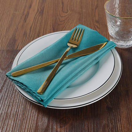Cloth Napkins 17x17 inch Washable Polyester Dinner Napkins Soft Table Napkins for Wedding Party Dining Banquet(Teal,12PCS)