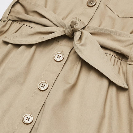 French Toast Girls' Short Sleeve Safari Dress, Khaki Beige, 7