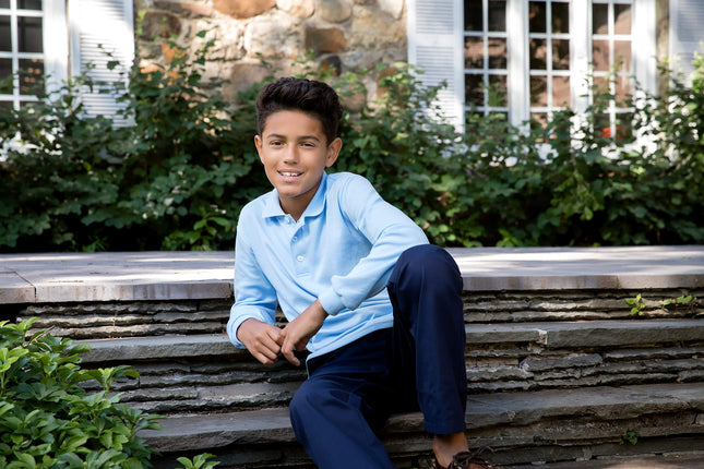 French Toast Boys' Relaxed Fit Twill Pant with Adjustable Waist, Navy, 12
