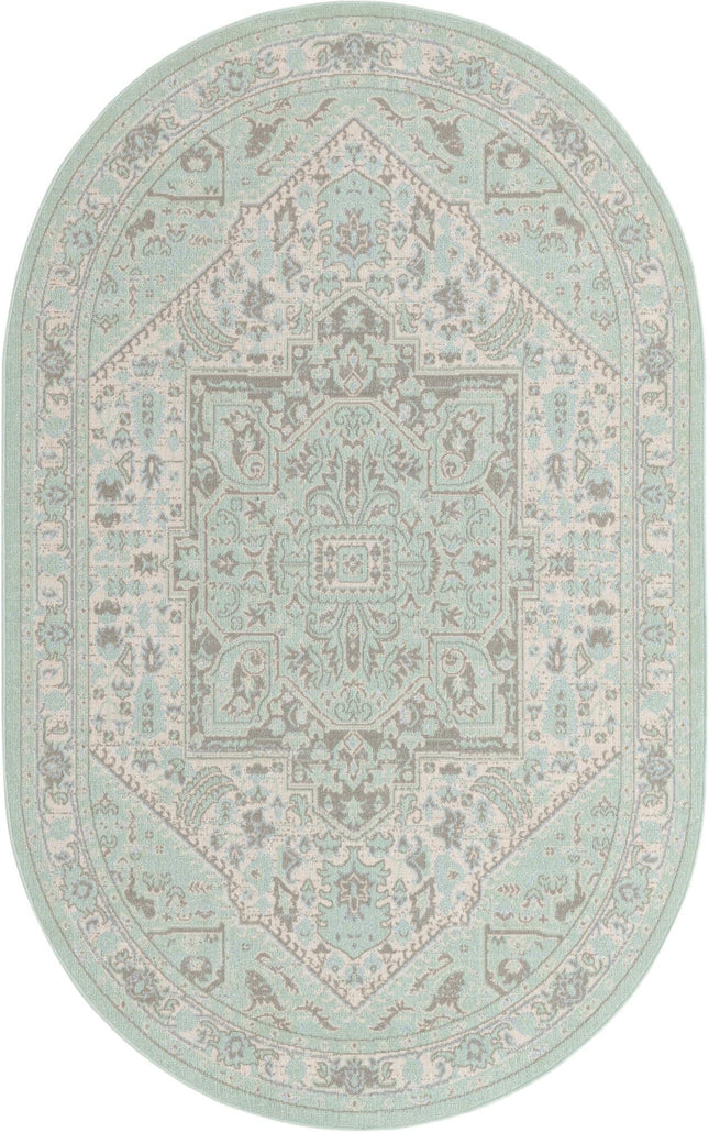 Unique Loom Whitney Collection Indoor Area Rug - Milano (Oval 5' 0'' x 8' 0'', MintIvory)