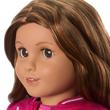 American Girl, Truly Me 18-inch Doll #117 with Brown Eyes, Wavy Dark-Brown Hair with Highlights, Tan Skin, for Ages 6+