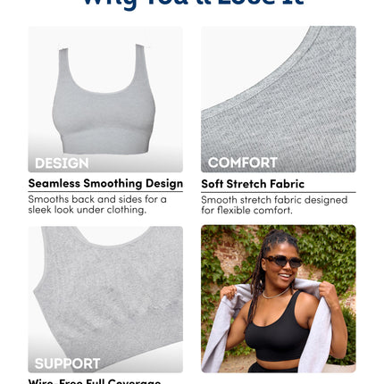 Fruit of the Loom Women's Built-up sports bras, Black/White/Heather Grey - Pack 6, 38 UK