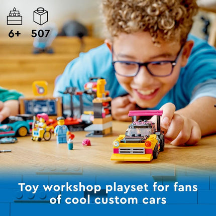 LEGO City Custom Car Garage 60389, Toy Set with 2 Customizable Cars, Mechanic Workshop and 4 Mini Figures, Birthday Gift Idea for Boys and Girls from 6 Years